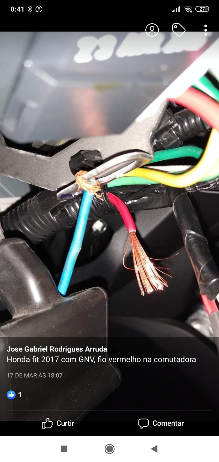 Honda Fit (com GNV) - Fio de bloqueio Vermelho