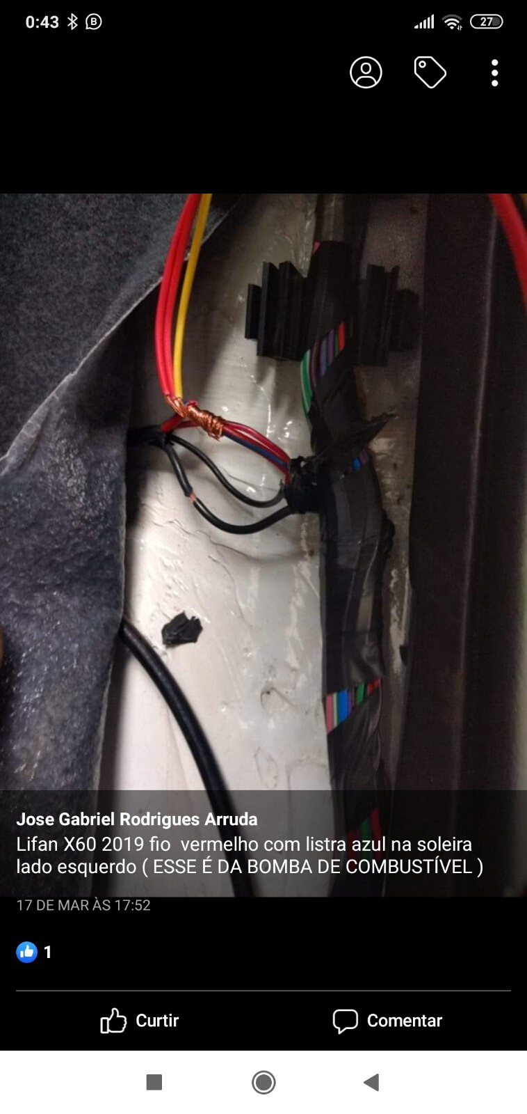 Lifan X60 - Fio de bloqueio Verificar na imagem